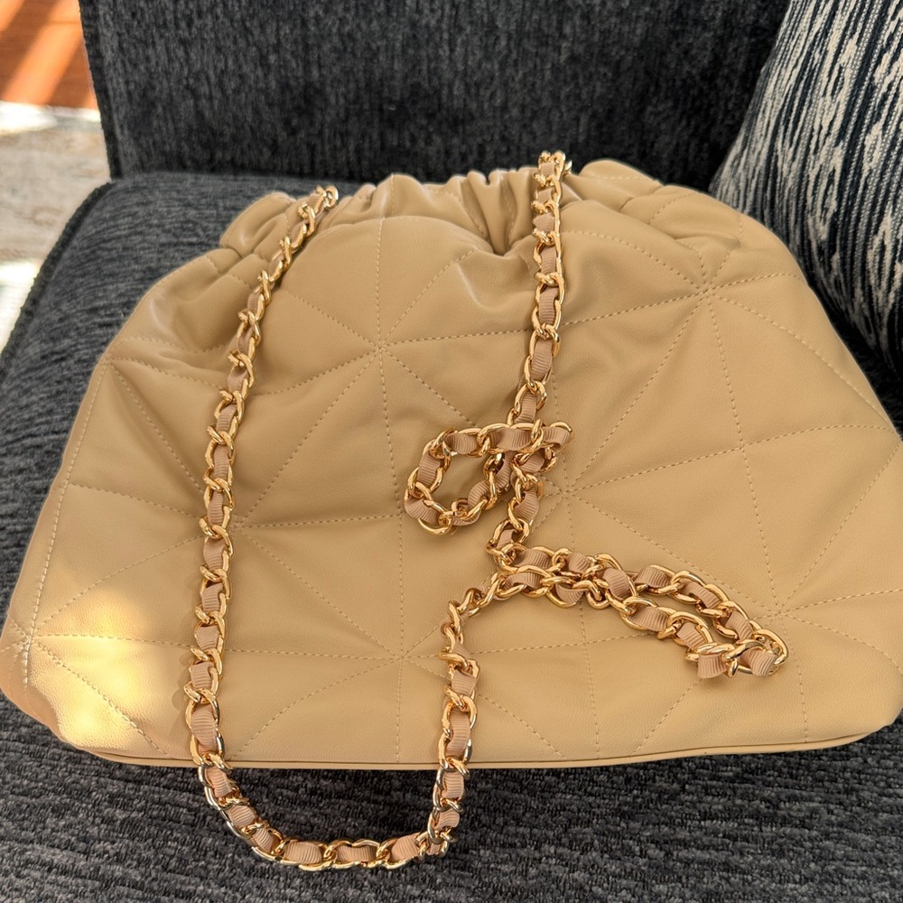 Target Tan Quilted Shoulder Bag with Chain Strap - Picture 3 of 5